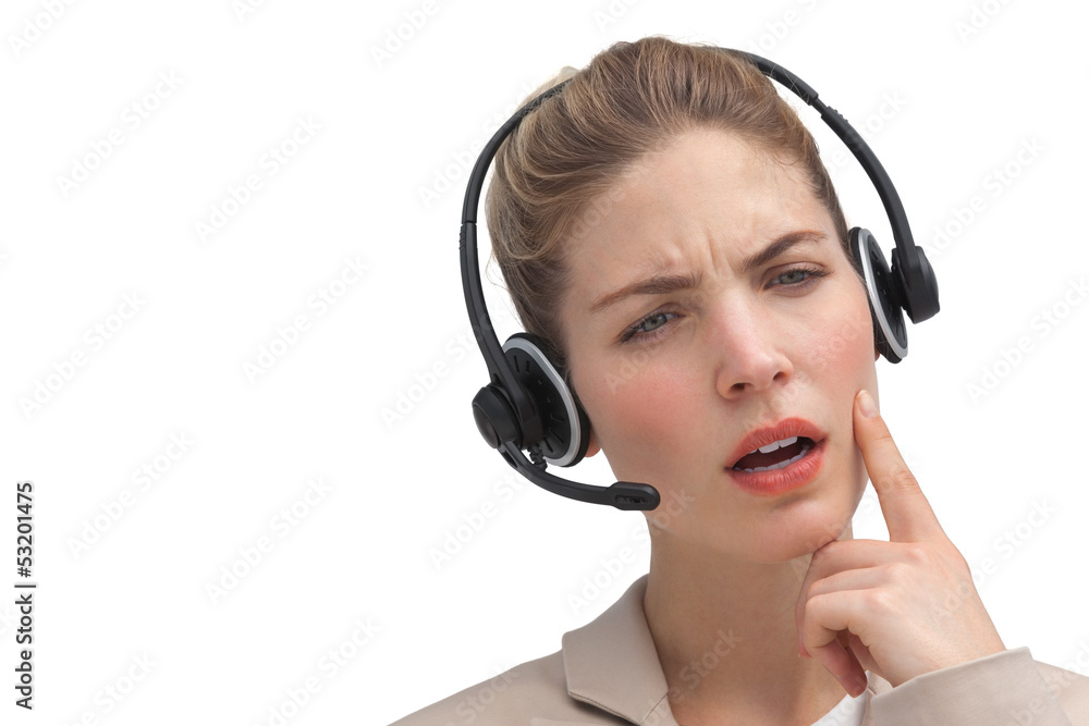 Fototapeta premium Puzzled call center agent