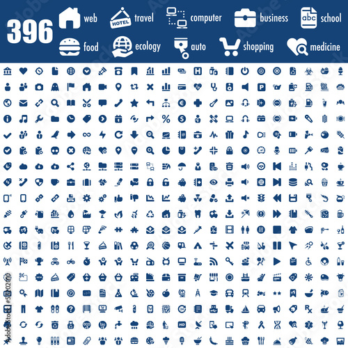 396 navy blue icon set