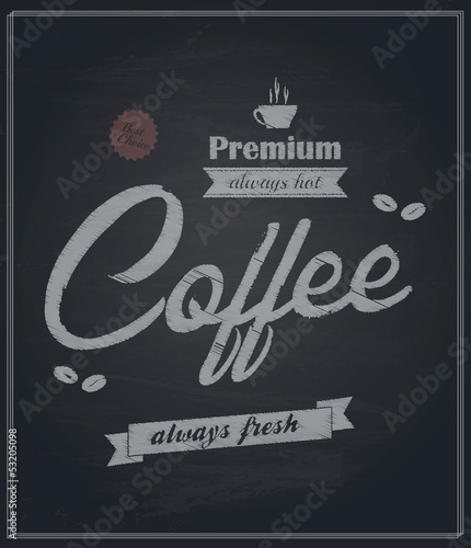 Chalkboard Retro-Vintage premium Coffee Background. Vector