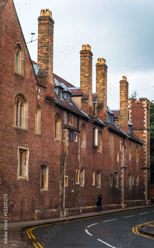 Narrow street between buildings in Cambridge, England (UK). photo