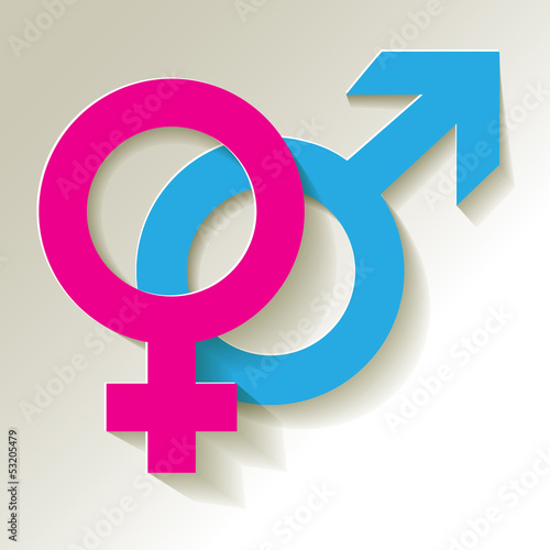 Venussymbol und Marssymbol Pink Blau