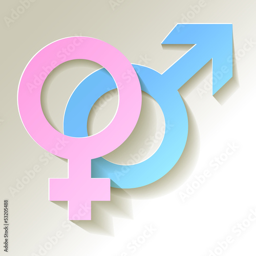 Venussymbol und Marssymbol hell Pink Blau