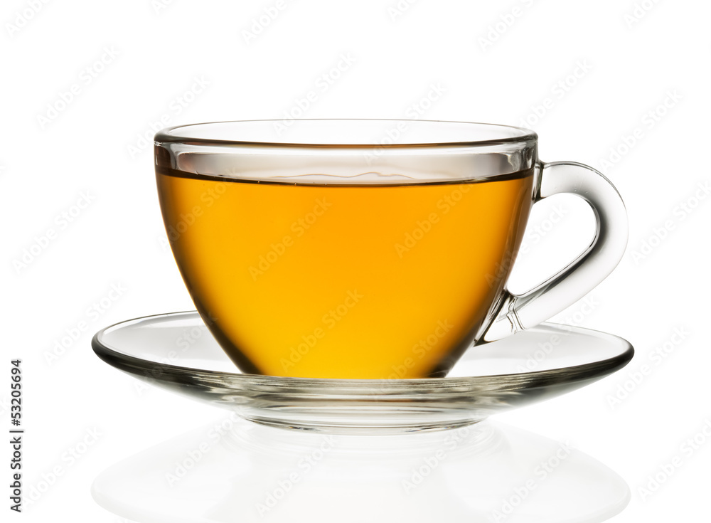 Transparent cup of tea isolated on white background Transparent cup of tea isolated on white background