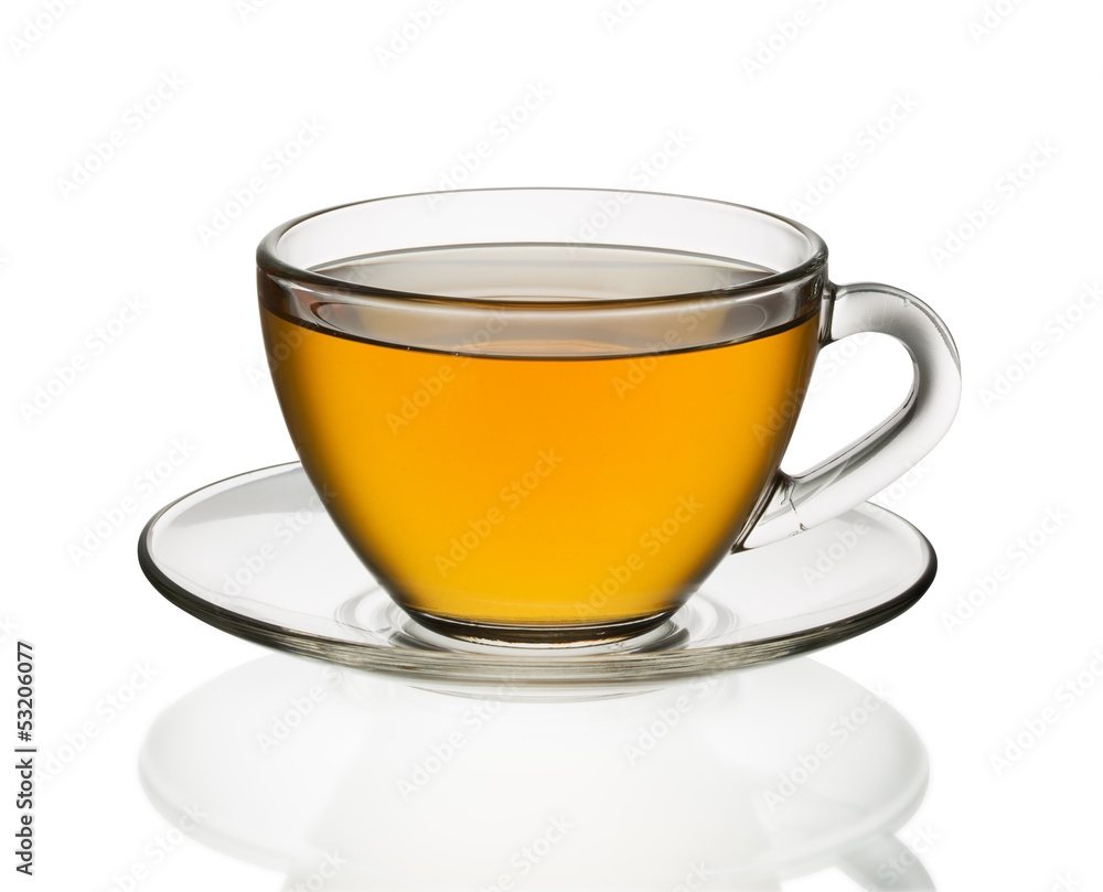 Transparent cup of tea isolated on white Transparent cup of tea isolated on white