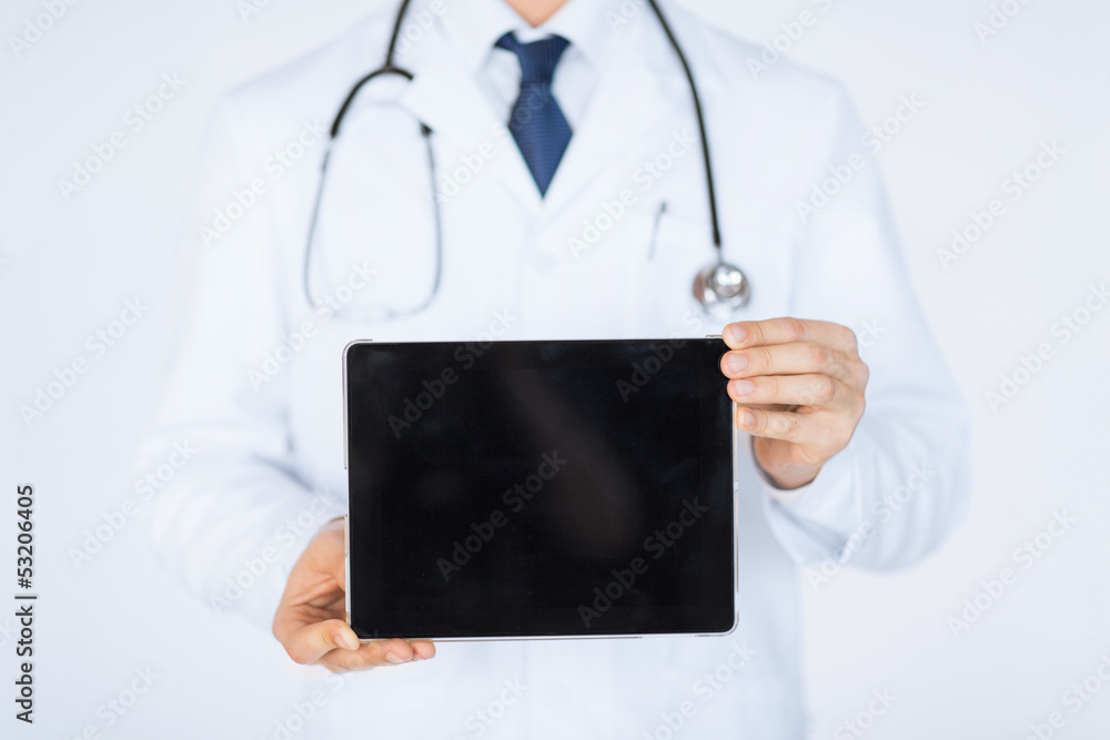 male doctor holding tablet pc