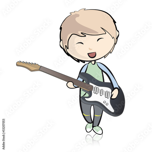 Guitar man on white background. 