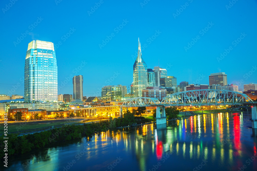 Downtown Nashville cityscape in the morning