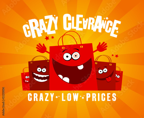 Crazy clearance banner with shopping bags 