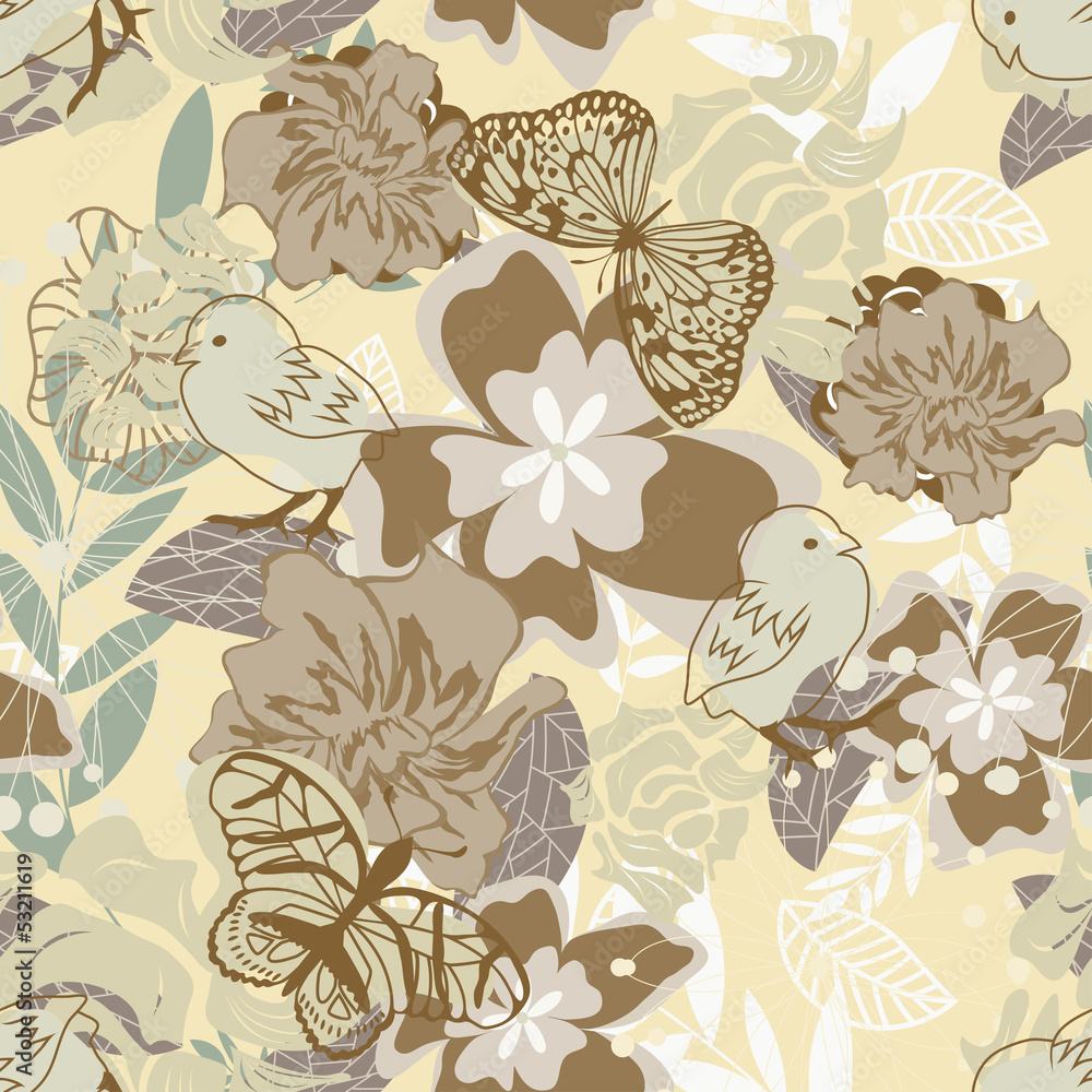 Fototapeta seamless floral pattern