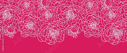 Fototapeta Naklejka Na Ścianę i Meble -  Vector vibrant red lace flowers elegant horizontal seamless