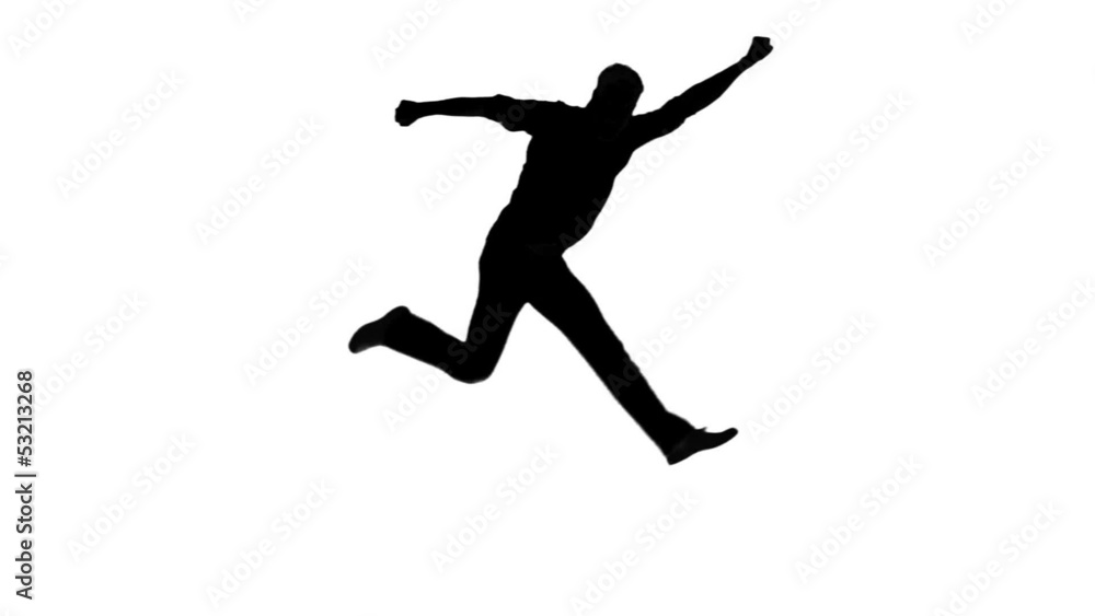 Silhouette of a man gesturing as superman on white background Silhouette of a man gesturing as superman on white background