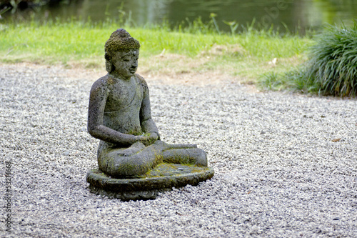 A Buddha statue at the valley of the temples, Oahu, Hawaii.