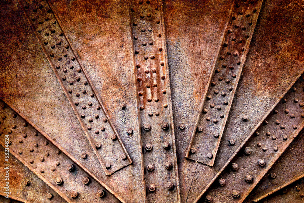 Remaches y tornillos sobre plancha de metal oxidada, fondo Stock Photo |  Adobe Stock