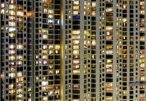 Apartment building at night