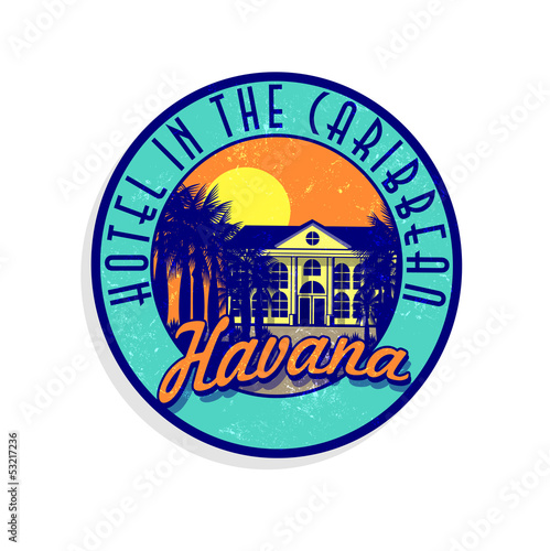 Fictional souvenir luggage sticker from Havana, Cuba