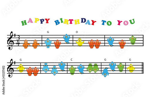 Happy Birthday Noten mit Vögel-Gesang
