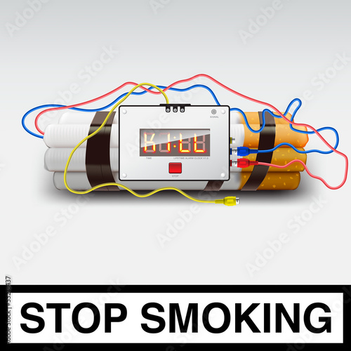 Stop smoking - cigarette bomb, vector Eps10 illustration.