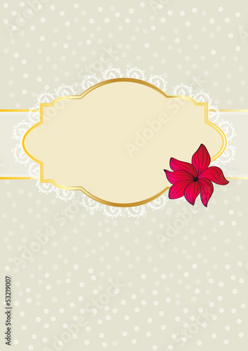 Floral greeting card design with blank cartouche