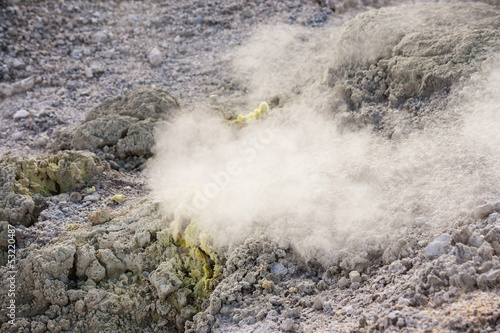 steam escaping from sulphurous fumaroles in Rotorua