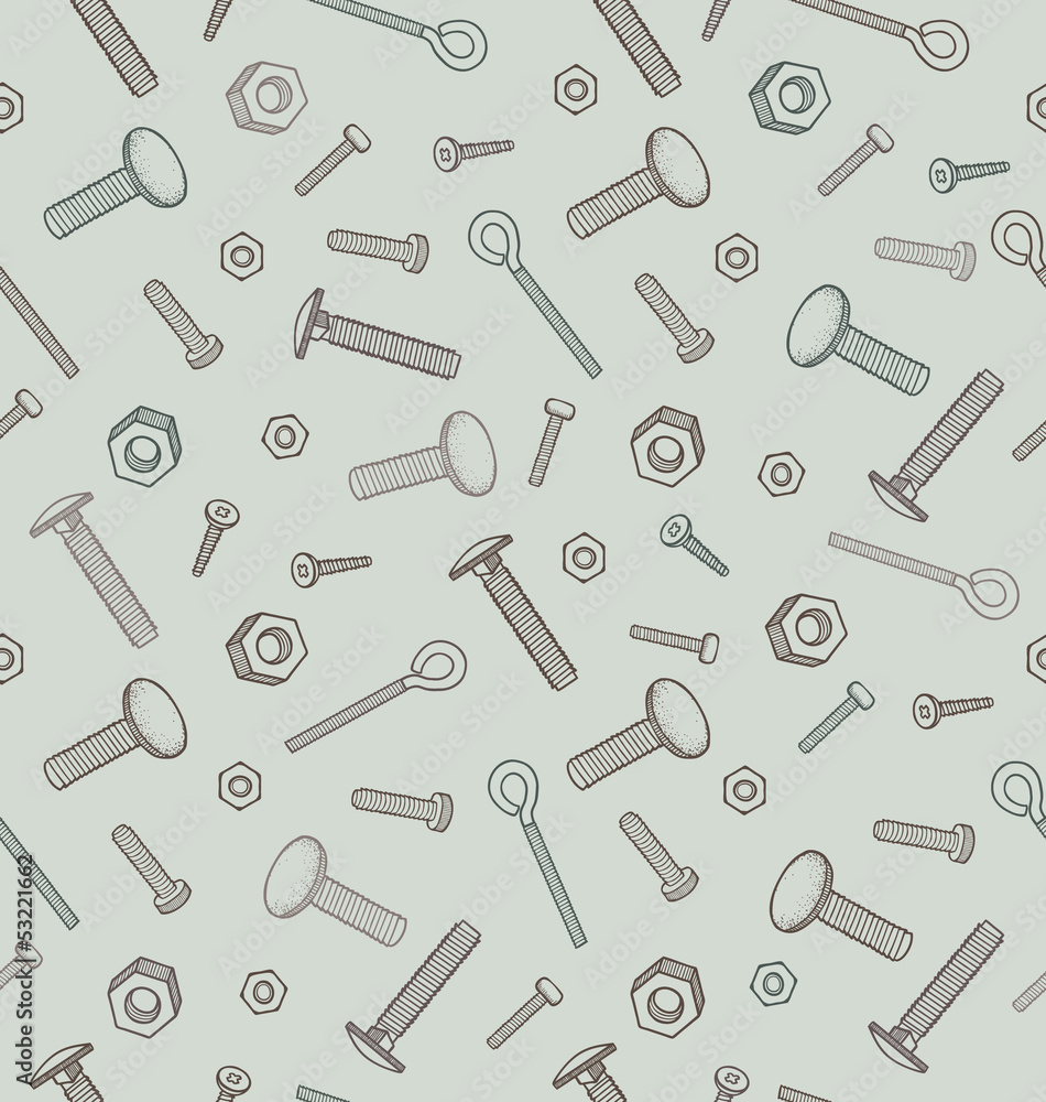 Seamless pattern with variety of screws Seamless pattern with variety of screws