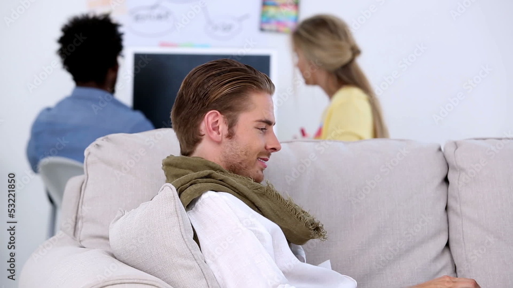 Attractive man working on laptop Attractive man working on laptop