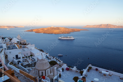 Panoramic view of the town of Fira