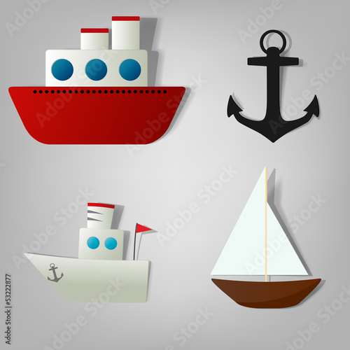 vector icon set ships