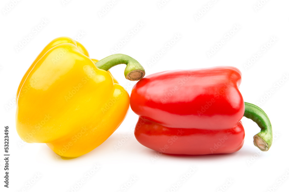 pepper yellow and red isolated on white background