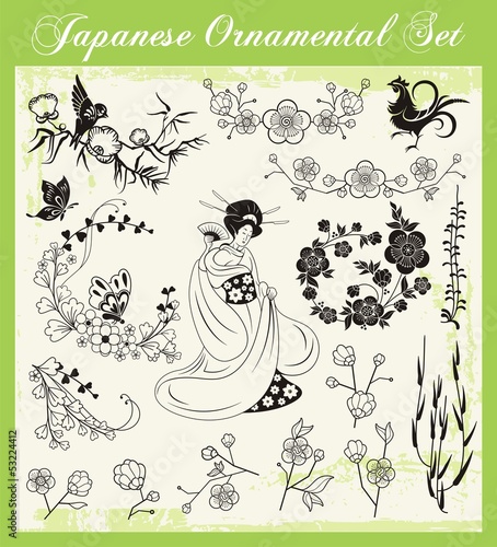 Japanese Traditional Ornaments Vector Set