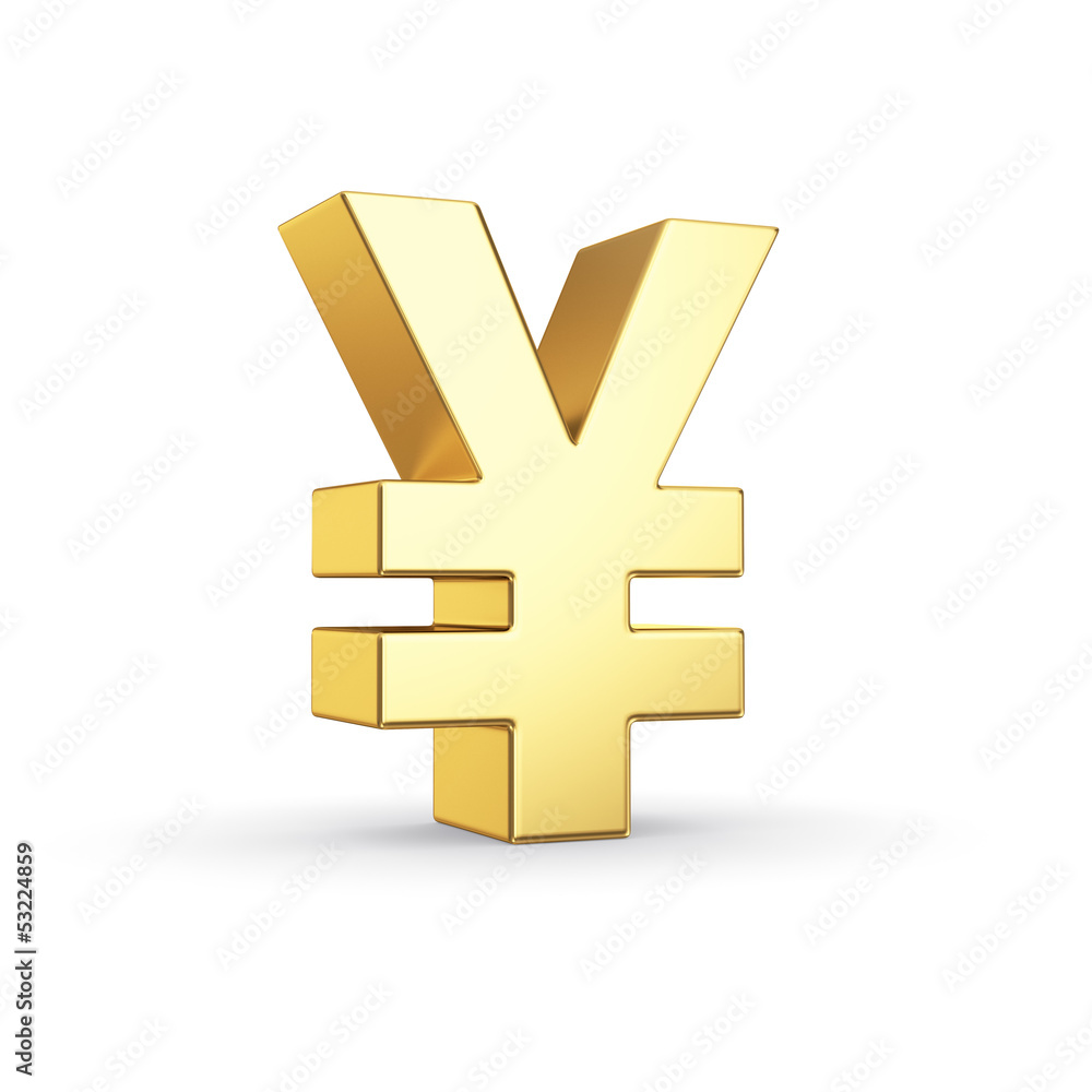 Fototapeta premium Golden currency symbol isolated on white with clipping path