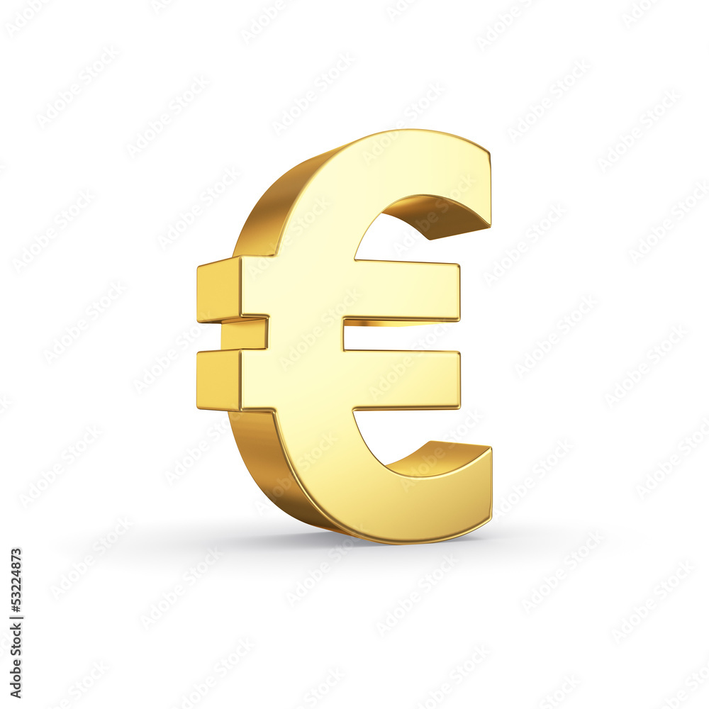 Golden currency symbol isolated on white with clipping path Golden currency symbol isolated on white with clipping path