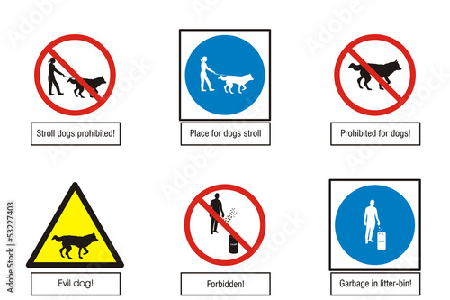 Мandatory, warning, indicative, prohibited signs