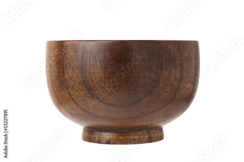 wooden bowl on white background © koosen