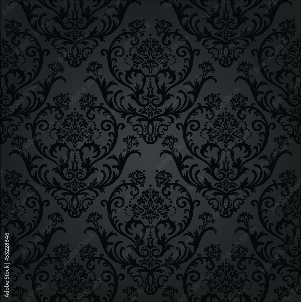 Luxury black charcoal floral wallpaper pattern Stock Vector | Adobe Stock