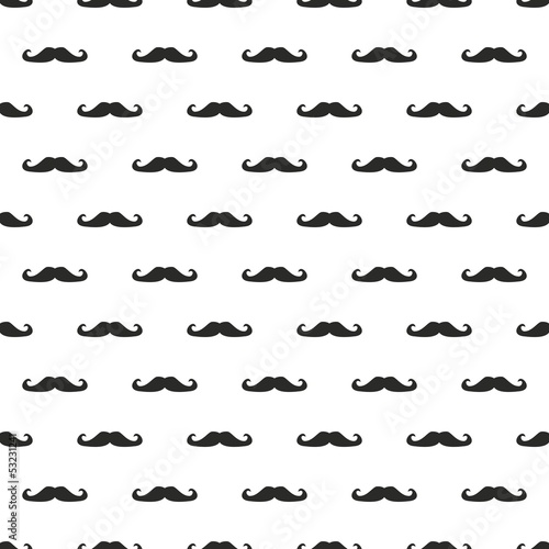 Seamless vector pattern black mustaches on white background