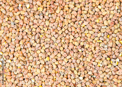 Fenugreek seeds spice background, closeup.