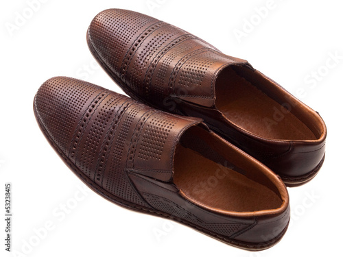 Men's shoes of natural leather on white background