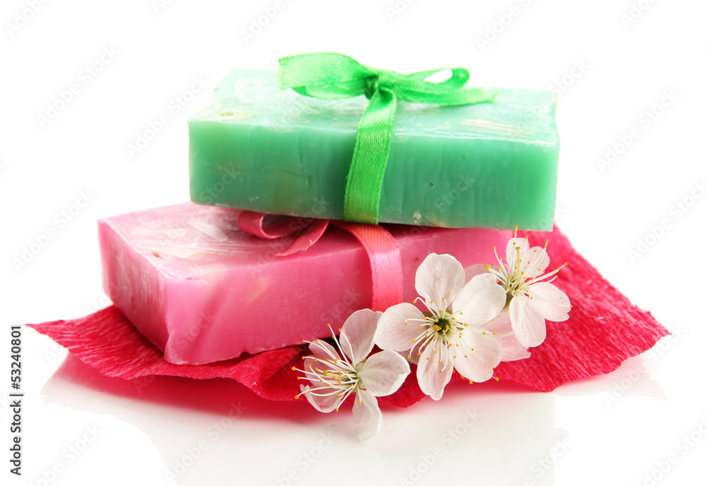 Natural handmade soap, isolated on white Natural handmade soap, isolated on white