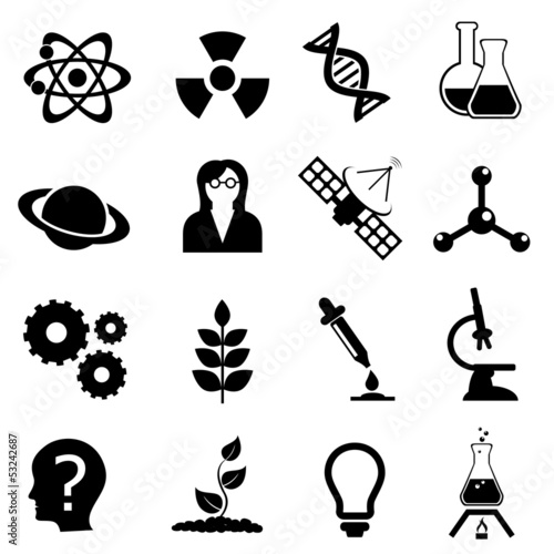 Science, biology, physics and chemistry icon set