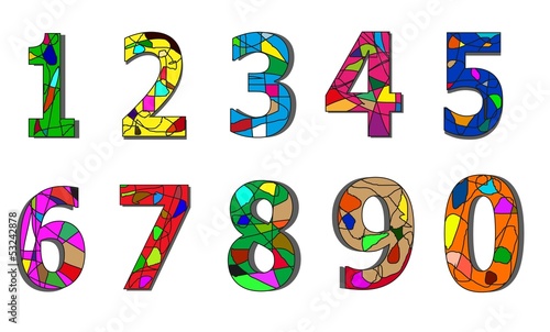 serie di numeri decorati con scarabocchi e colori