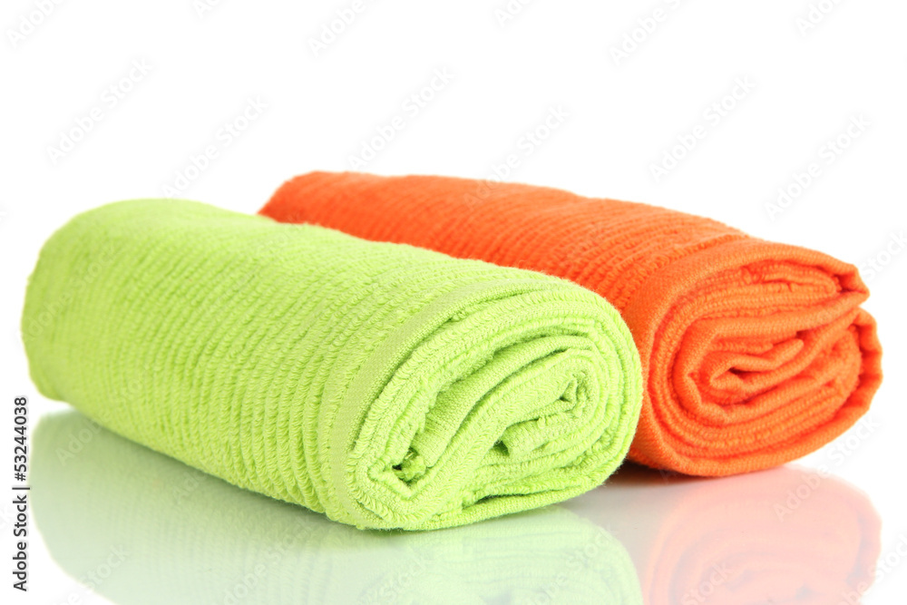 Colorful towels isolated on white