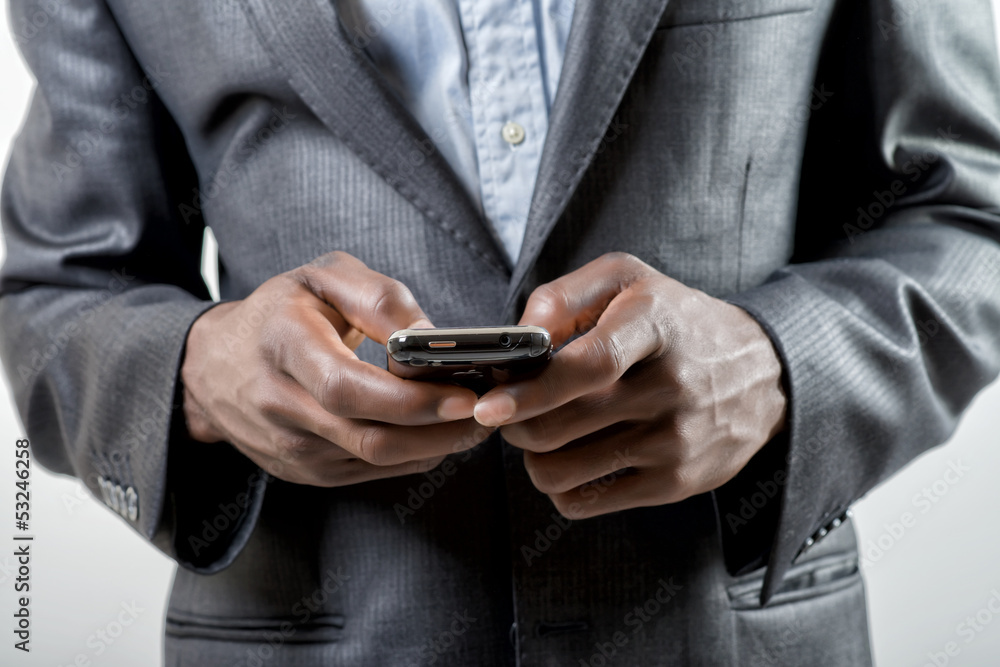 African-American man using smartphone African-American man using smartphone