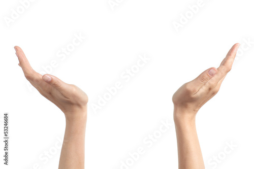 Woman hands with palms up holding something