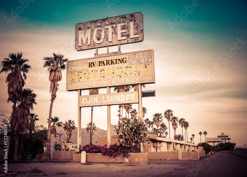 Roadside motel sign - decayed iconic Southwest USA