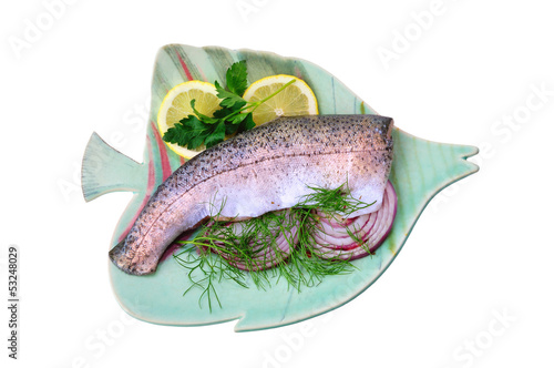 trout with herbs and spices isolated