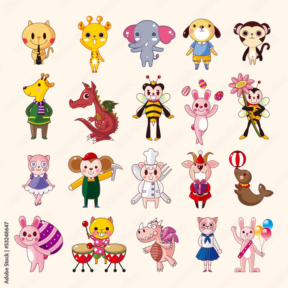 Obraz premium set of animal icons