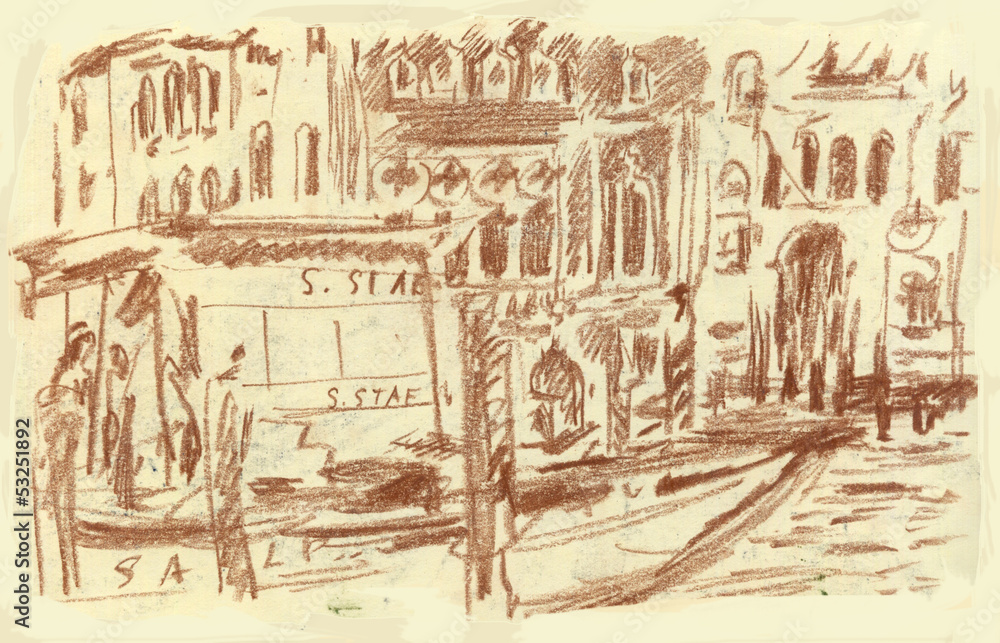 Obraz premium Hand drawn picture of Venice, Grand Canal, San Stae