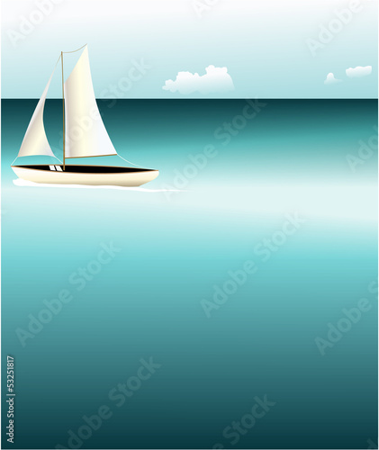Summer background with sea and boat