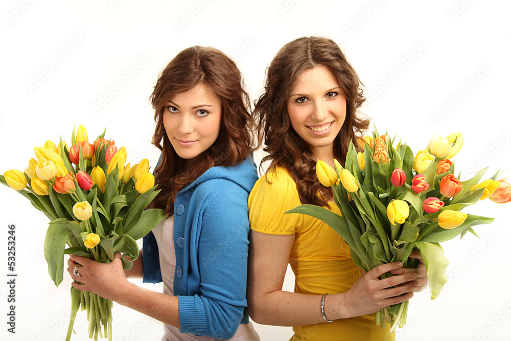Frau mit Blumenstrauß Frau mit Blumenstrauß