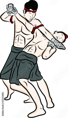 hand drawn Thai martial arts and muay thai boran 